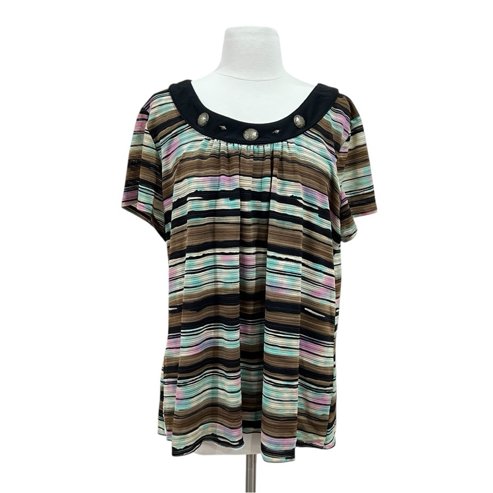 Notations Colorful Striped Blouse Size XL
